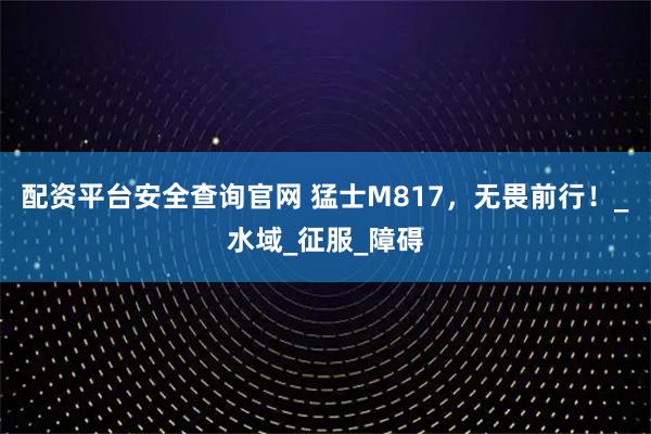 配资平台安全查询官网 猛士M817,无畏前行!_水域_征服_障碍